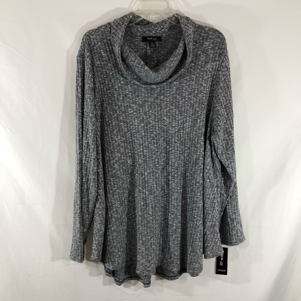 Style &n Co Cowl Neck Marled Full Top 3X - Picture 1 of 8